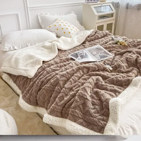 【TD】Soft Cozy Throw Blanket - Thick Fluffy Thermal Fleece, Machine Washable Non-Shedding Solid, All-Season Warmth, Multi-Size Blankets for Bed, Home Decor & Gifting Item, Thick Fluffy Throws