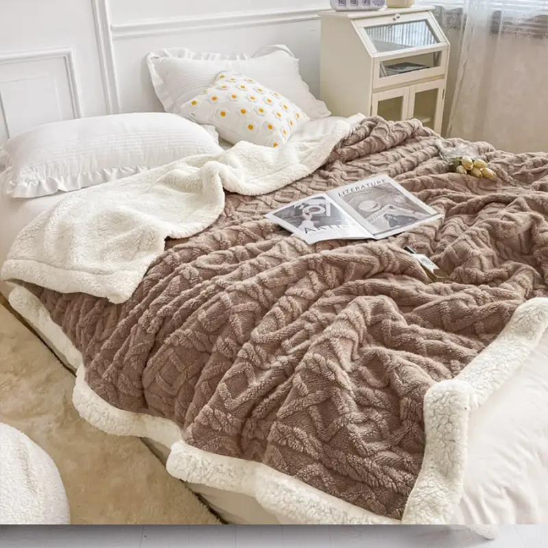 【TD】Soft Cozy Throw Blanket - Thick Fluffy Thermal Fleece, Machine Washable Non-Shedding Solid, All-Season Warmth, Multi-Size Blankets for Bed, Home Decor & Gifting Item, Thick Fluffy Throws