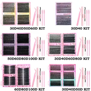 DIY Lash Extension Kit D Curl Individual Lashes, Waterproof & Lightweight, Beginner-Friendly Home Makeup Set with Glue, Tweezers & Lash Brush DIY Eyelash Extensions DIY False Eyelashes