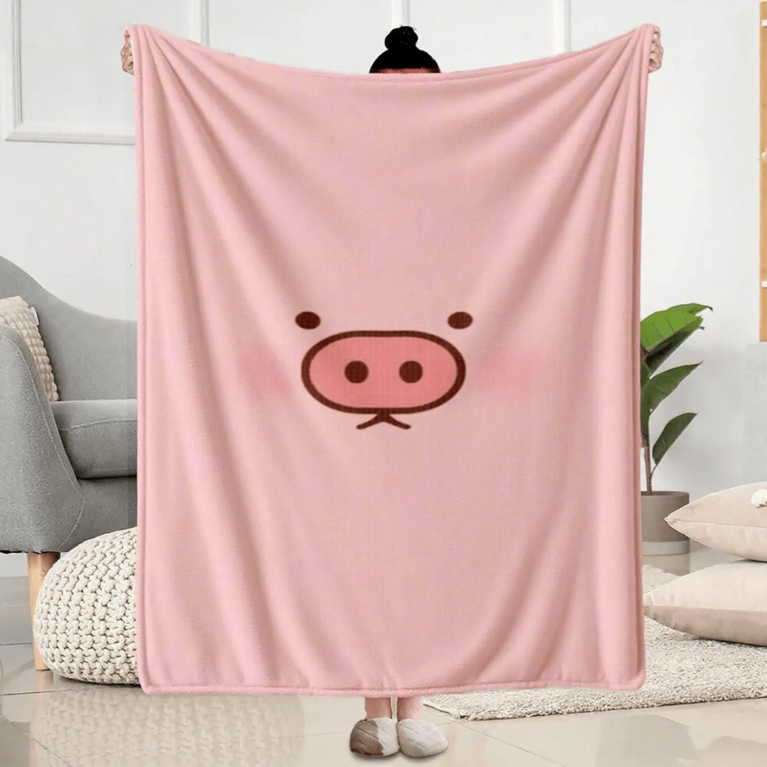 1pc of Flannel Blanket with a Cute Pink Pig Pattern, Featuring a Easy Design That Is Comfortable, Soft, And Durable. Suitable for All Seasons, It Can Be Used for Sofas, Beds, Travel, Camping, Home Decoration, And for Adults Or Couples at Home