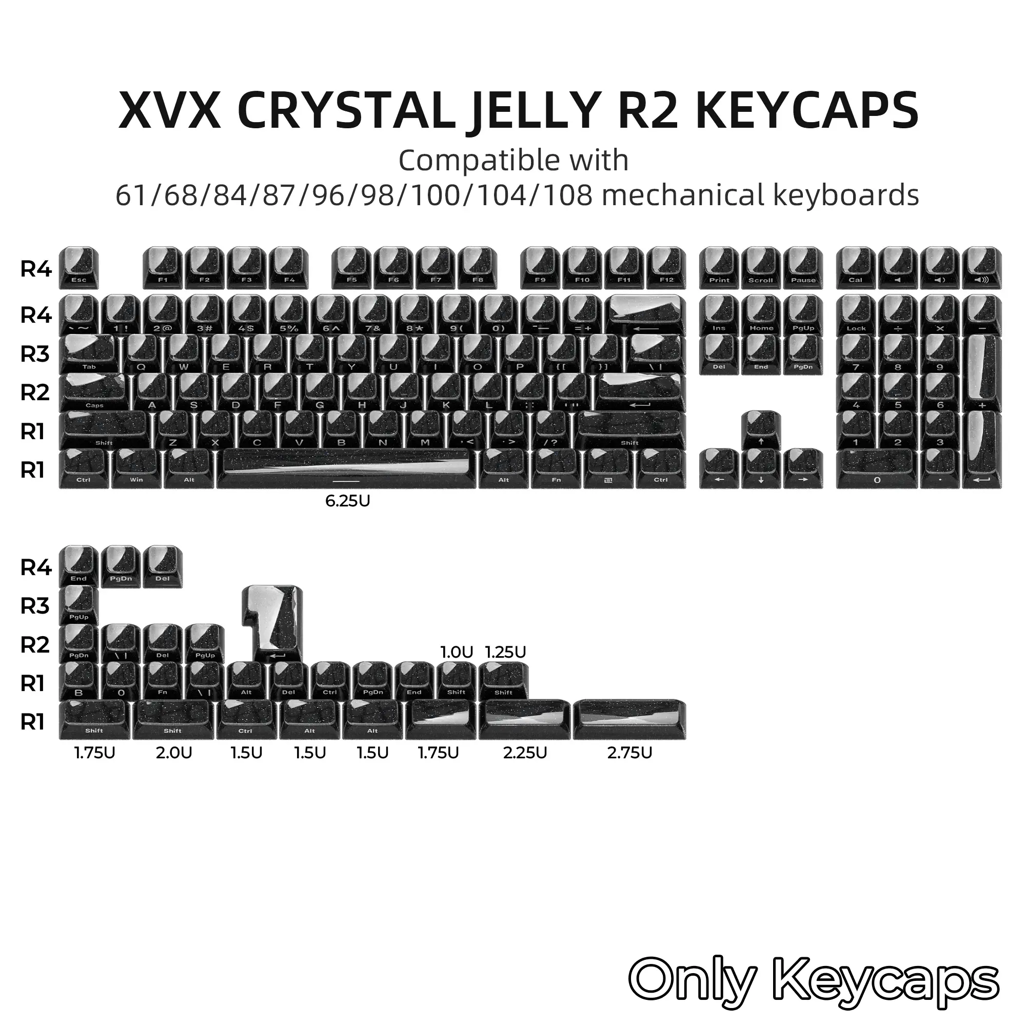 XVX starry OEM Profile keycaps Translucent 136-key Keycap Set（Keycaps Only, Keyboard Not Included）