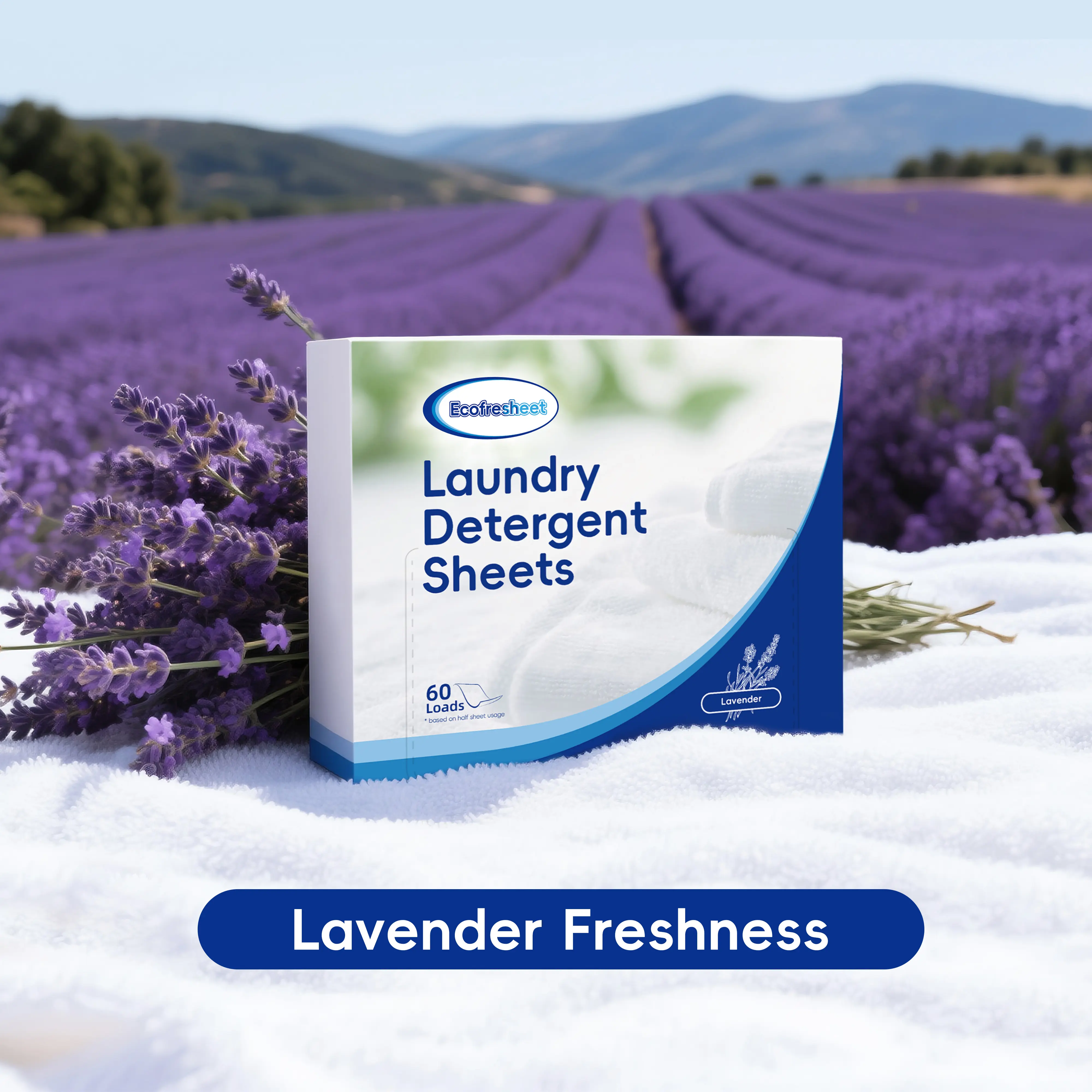 Biodegradable Laundry Detergent Sheets for Household Use, 30 Sheets (60 Loads) - Powerful Cleaning Power, Lavender Fresh Wash, Sensitive Skin Safe, Kid Friendly, Space-Saving, Non-Toxic, Dye Free, Phosphate Free, Traveling Convenient, Anti-Bacterial