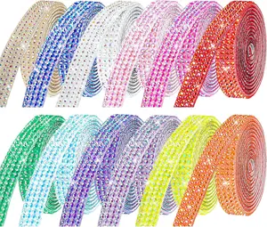 Rhinestone Ribbon Self Adhesive  Rhinestones, 12-Rolls Bedazzling Strips, 12-Yard Rhinestone Strips for DIY Craft, Rhinestones for Crafting