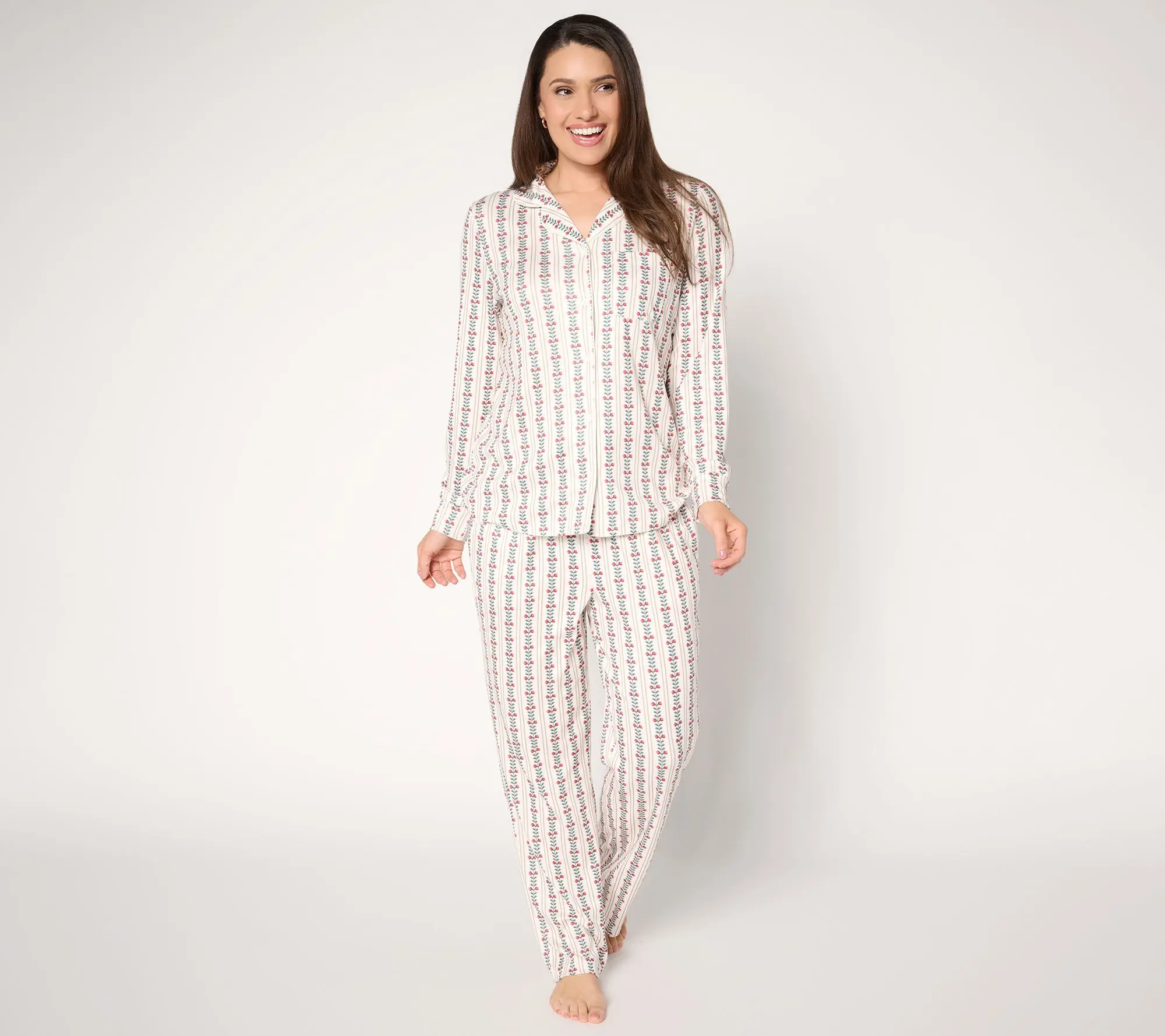 Berkshire Homewear 2pc Printed Pointelle Notch Collar Pajama