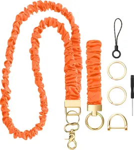2 count Scrunchie Lanyard for Teacher Women Retractable Stretchy  ID Badges for Wrist and