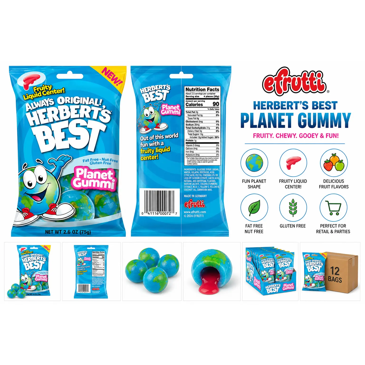 Efrutti Planet Gummy – Herbert’s Best Filled Gummy Candy | Fruity Liquid Center Planets