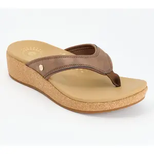 Revitalign Orthotic Shimmer Thong Cork Wedges - Winnie