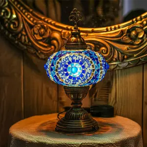 Turkish Mosaic Table Lamp with Bulb Included (Blue)