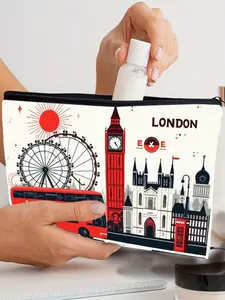 1PC city Makeup Bag - Zipper Pouch, Lightweight & Foldable Travel Organizer with Double-Sided Design for Cosmetics, Cute Gift Idea, Compatible for Travel, Gym, Camping - Ideal Gift for & Women, Ideal for Spring and Summer Getaways3.27PYT-4