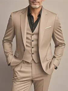 Men's 3pcs Suit - Slim Fit Long Sleeve Tuxedo Set for Weddings & Formal Occasions, Perfect for Office Meetings and Elegant Events, Formal Attire|Slim Fit Suit|Durable Wedding Wear, Menswear, Suit Jacket
