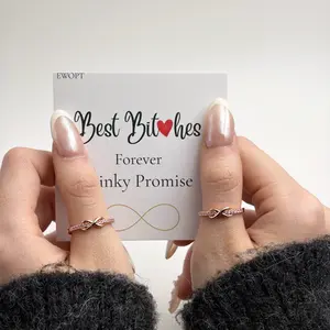 EWOPT Pink Oath Infinity Symbol Best Friends Rings Set, White Gold-Plated Adjustable Costume Rings, Elegant Friendship Jewelry for Unbreakable Bond, Rings Set Rings