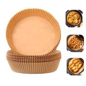 Round Air Fryer Liner, 100pcs Disposable Air Fryer Parchment Paper, Multifunction Food Tray for Home Kitchen Outdoor Camping, Cooking Supplies, Solocamping, Bikepacking, Glamping