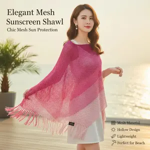 Mesh Hollow Sunscreen Shawl - Elegant, Loose Summer Outerwear for Beach Vacations
