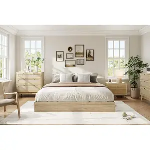 Wood Bed Frame,Simple Flat Bed Frame Without Headboard,Full Floor Bed Frame With Wood Slat Support, No Box Spring Needed,Easy Assembly,Walnut