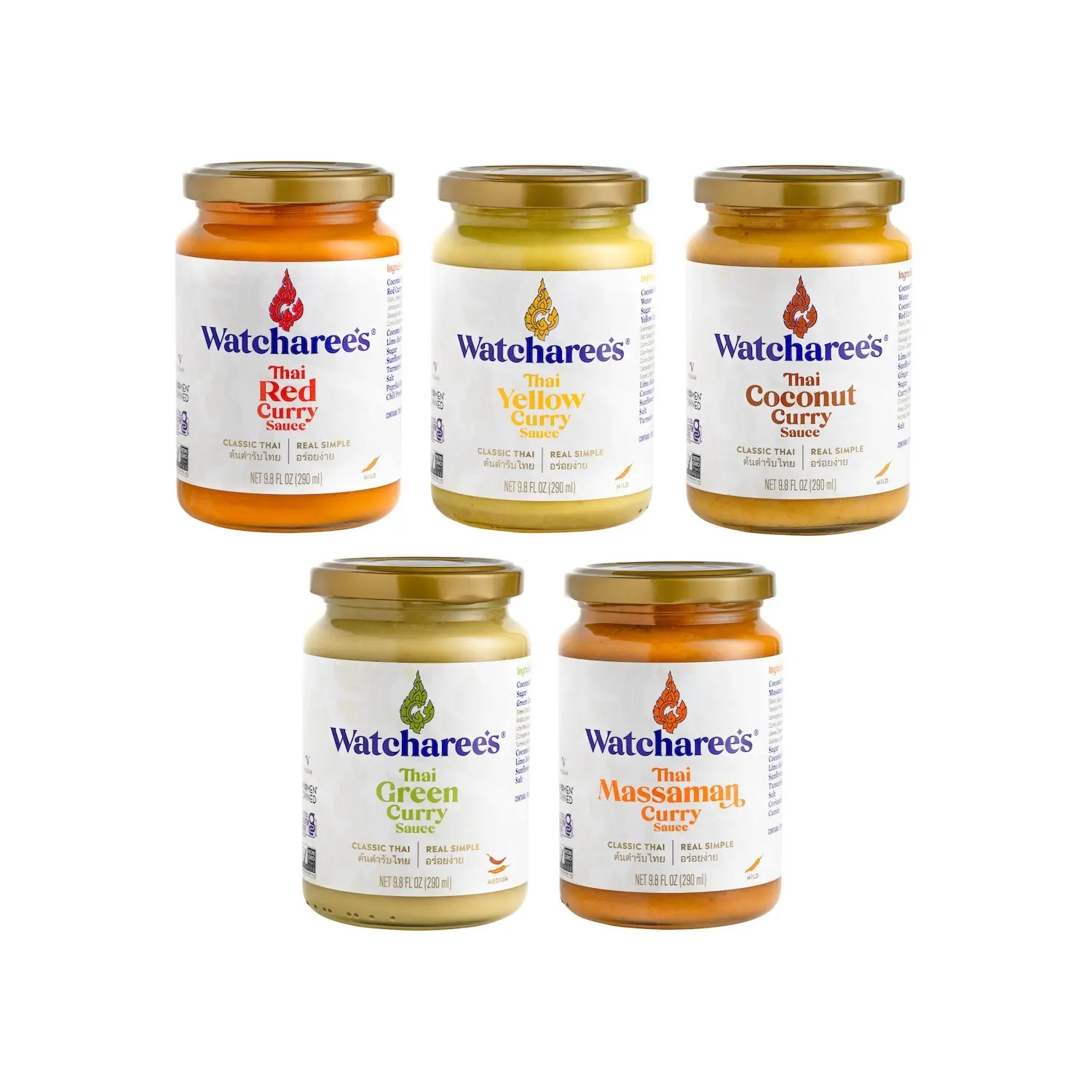 Classic Thai Simmer Sauces – Pack of 5 | Bold & Spicy, Sweet & Sour Flavorfl Sauces for Dipping & Cooking - Perfect for Grilled Meat, Vegetables, Noodles & Wraps - Thai Condiments Bundle - 9.8 fl oz Each