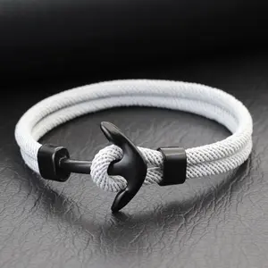 New Men Anchor Bracelet With A Grade 4mm String Handcrafted Nautical Rope Braslet Bangle Available In Multiple Colors And Sizes