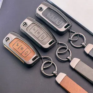 Zinc Alloy Car Key Cover Fob, Car Key Protector with Keychain for Ford Focus & Fiesta Ecosport, C-Max, S-Max, Mondeo, Kuga, Galaxy, Durable, Stylish, Functional Key Fob with Buttons, Vehicle Key Cover, Car Key Accessory, Key Fob Shell