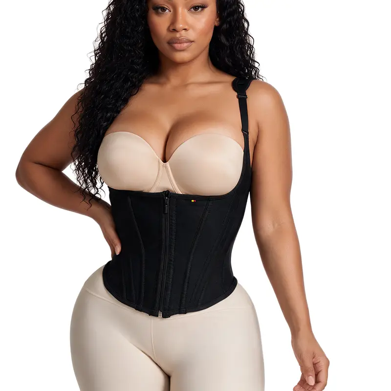 Snatched Body Vest Underbust Corset | Waist Cincher Shapewear with Straps & Front Zipper