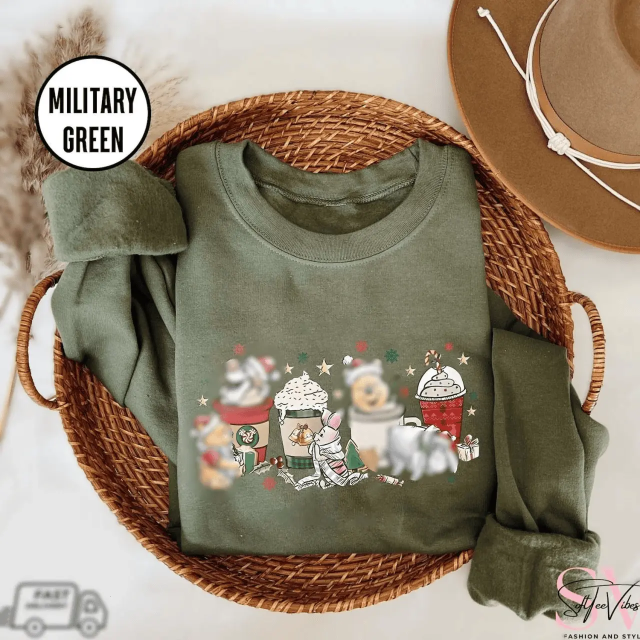 Wiinnie's the #PPoohhh and Friends Merry Christmas Latte Sweater, Merry Xmas Party Sweater, Winnie The Bear Christmas Tees, WDW Family Trip Christmas Tee