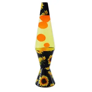 Cute Sunflower Yellow lava lamp - 32 oz. LAVA black and yellow sunflower base, yellow lava, clear fluid.