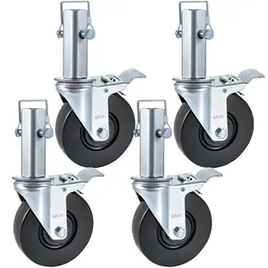 VEVOR 4 Pack 5" Heavy Duty Scaffolding Rubber Swivel Caster With Dual Locking 1.25" Square Stem 440LBS Capacity Per Wheel