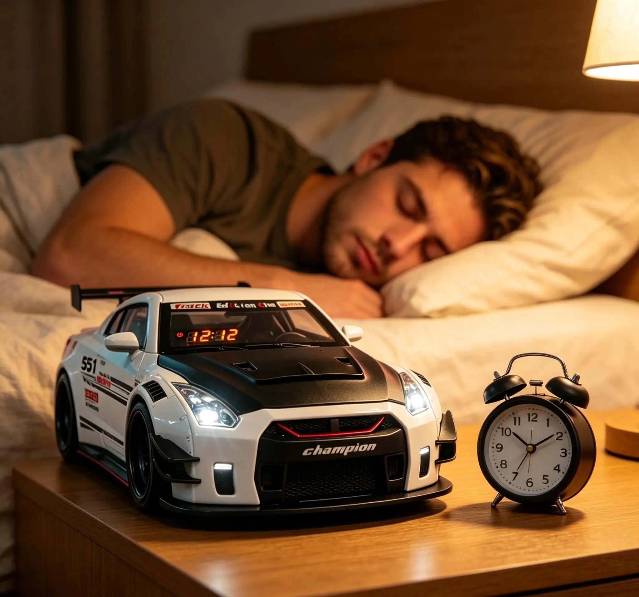 Sports Car Alarm Clock Hyper Car Alarm Clock,Spray Supercar with Engine Sound & Light EffectAlarm Clock, Sports Car Alarm Clock Ornament, Holiday Gift.