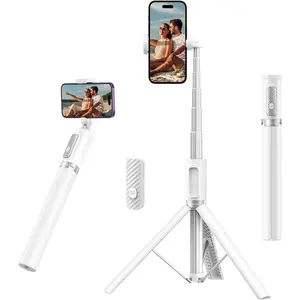 55" Selfie Stick Tripod, -in- Extendable  Phone Tripod with Rechargeable  Remote for , , , ,  and , Fitting 4.7-7 inch Smartphones, White