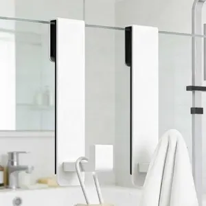 Shower Door, (7.5 Inch) Extended for Frameless Shower Door, Stainless (White, L Shape-Fits 3/8" Thick Door)