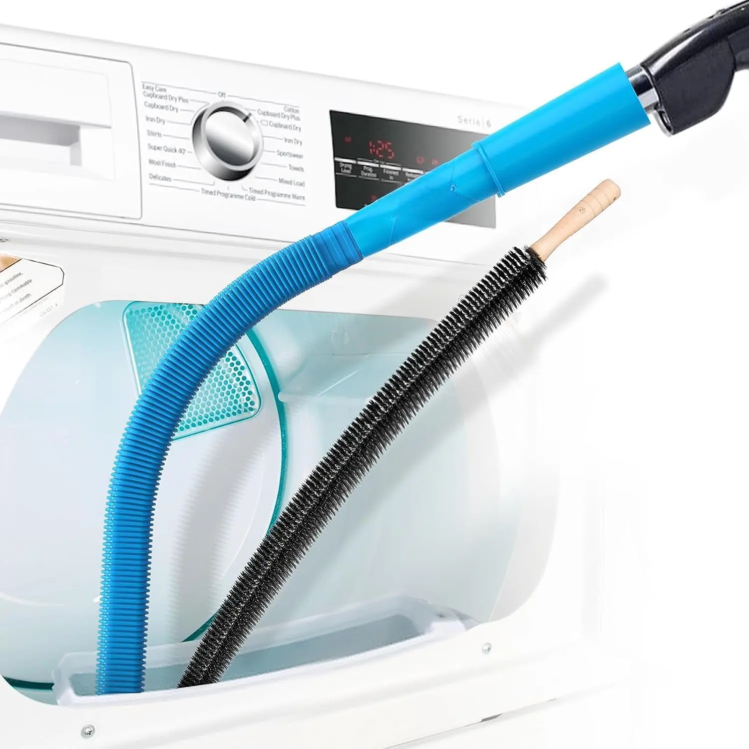 2 count Dryer Vent Cleaner Kit, Dryer Lint Vacuum Attachment and Flexible Dryer Lint Brush, Vacuum Hose Attachment, Blue
