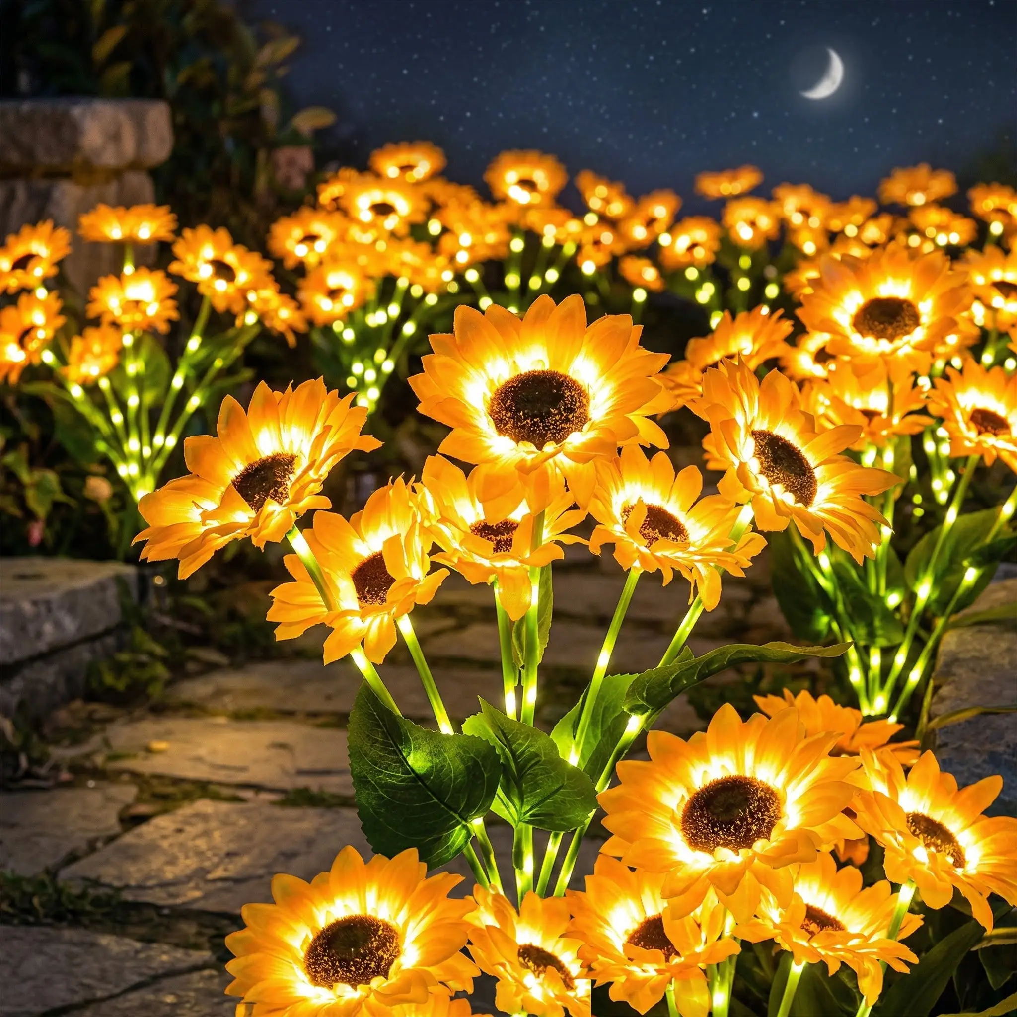 Solar Sunflower Lights Outdoor Garden Decor, Realistic Glowing 6-Head LED Stake IP64, Lighting for Yard Lawn Patio Porch Home, Wedding Party Christmas Gift for Mom Her, 2026 New Landscape Art Summer Decoration