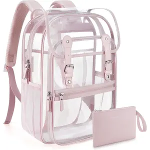 Clear Backpack Heavy Duty Thick PVC Clear Bookbag for School with Pencil Bag Transparent Backpack See-Through Bag