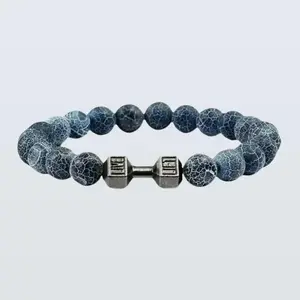 Motivational Fitspiration Barbell Bracelet - Show off Strength and Style with Electroplated Charm and Colorful Beads