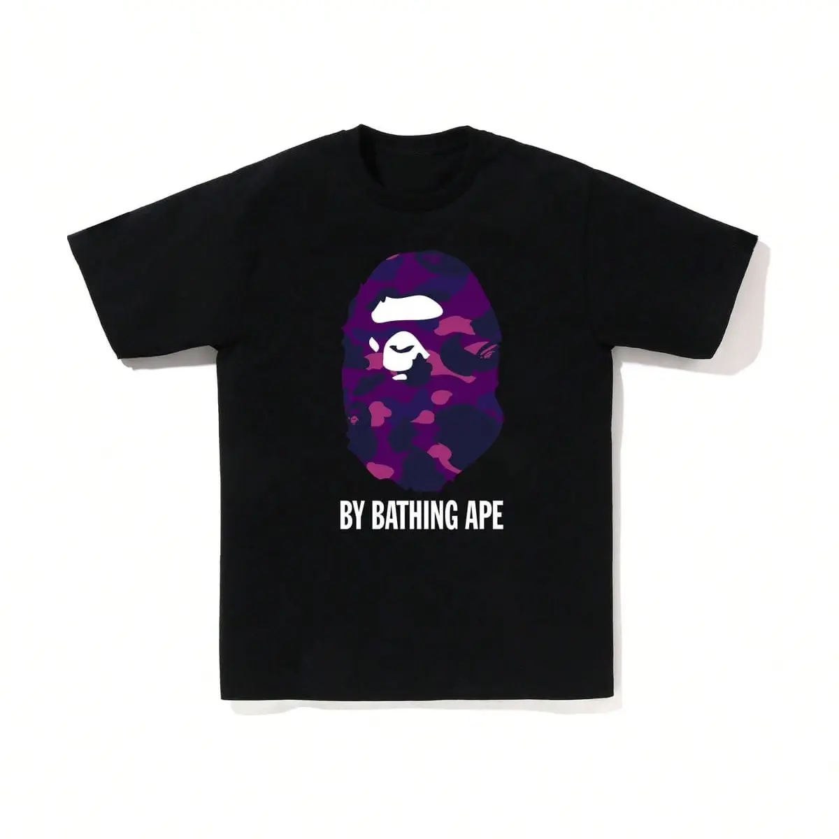 2026 Trendy Black Streetwear Tee Purple Camo Ape Graphic Short Sleeve T-Shirt