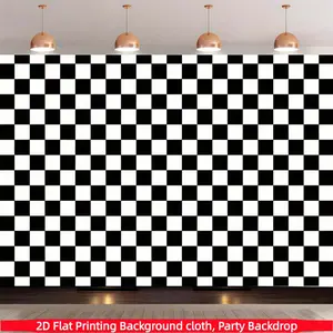 1PC， Black and white checkerboard polyester background fabric banner with classic racing flag style, suitable for living rooms, bedrooms, offices, birthdays, anniversaries, home decoration, outdoor and indoor parties, photography background fabric
