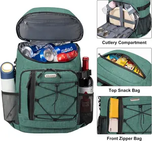 Insulated Backpack Cooler Leakproof Soft Cooler Bag for 30 Cans, Ice Chest Backpack with Reusable Ice Packs, Keeps Food & Drinks Cold or Hot for 15–20 Hours, Ideal for Beach, Travel, Camping & Picnic