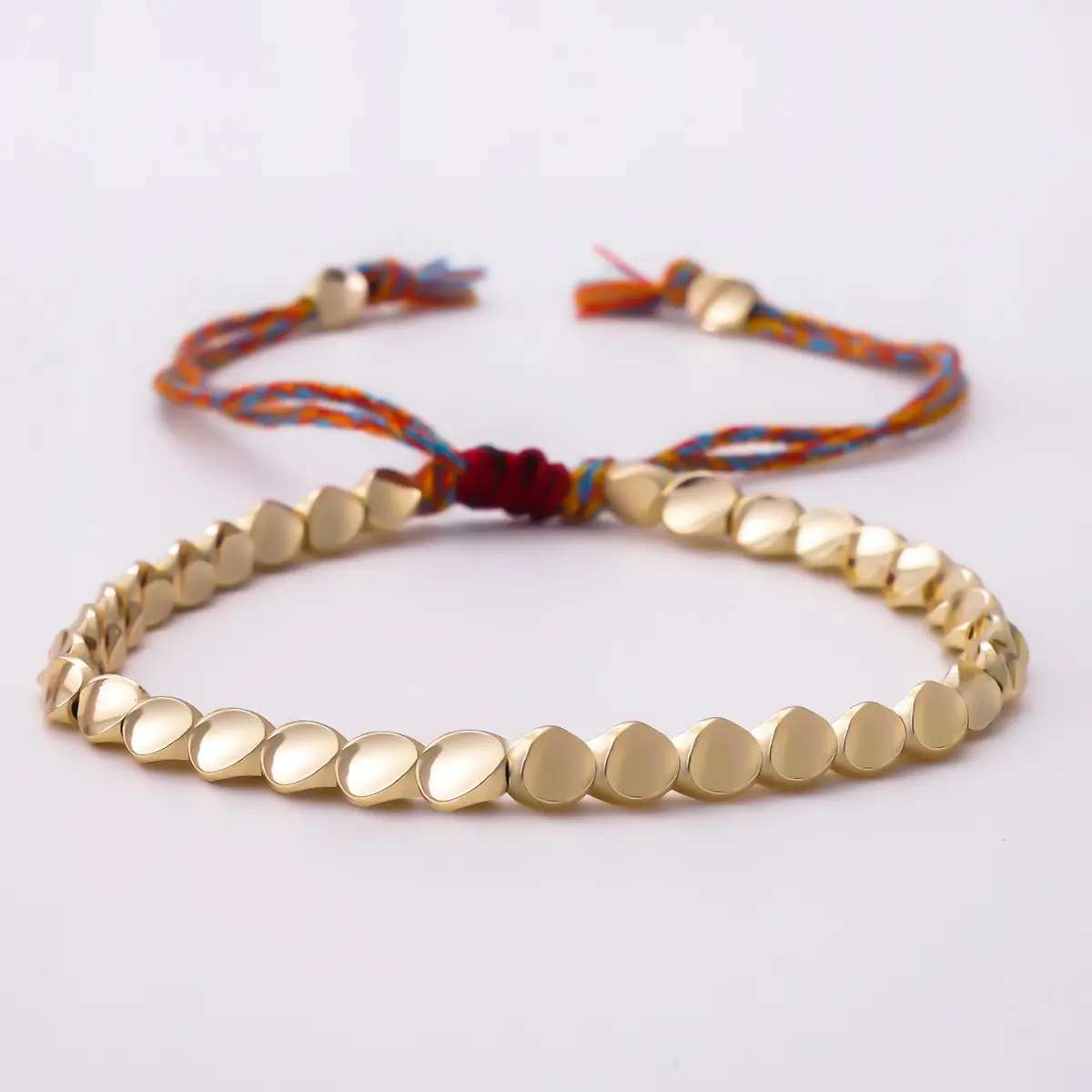 Handmade Tibetan Copper Beads Bracelet - Unisex Buddhist Monk-Inspired Jewelry, Attracts Good Luck Wealth Energy Healing, 6.2in-10in Adjustable, Casual Daily Wear, Birthday Anniversary Gift, Wedding, Valentine
