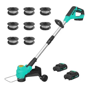 12'' Cordless String Trimmer, 2x2.0Ah Batteries with Fast Charger, Auto Line Feed, Grass Trimmer&Edger Lawn Tool w/ 8 Pcs Lines for Yard (12 Inch with 550 CFM Leaf Blower)
