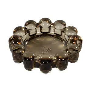 Bubble Candle Dish – by Alice Lane Home Collection – Chic Smoky Glass Candle Dish for Home Decor – Decorative Modern Candle Holder for Small Candles & Diffusers