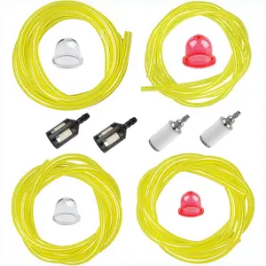 Small Engine Fuel Line Gas Hose Tube For Stihl Weedeater Craftsman Husqvarna String Trimmer Chainsaw Blower With Primer Bulb, Fuel Filter (4 Size 4-Feet-Long)