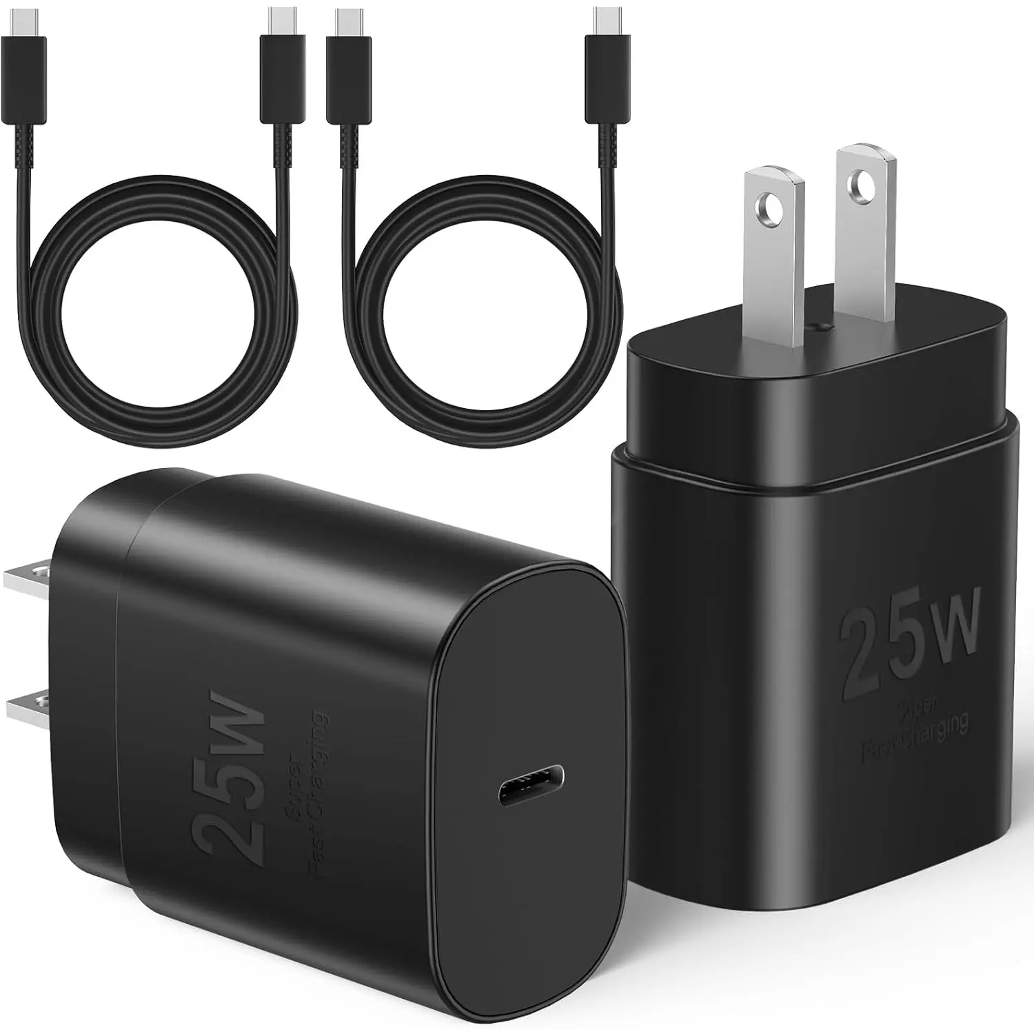Type C Charger Fast Charging, USB C Charger Block, 2-Pack 25W Super Fast Charger with 6Ft USB-C Cable Compatible with iPhone 15/16/Plus/Pro Max Galaxy S25/S24/Plus