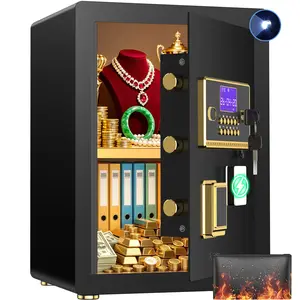 ACTIGER 3.9 Large Smart Safe Box, Home Security Safe with LCD Panel, LED Lights, Digital Keypad, Combination Lock, Alarm System for Valuables Extra Battery Box
