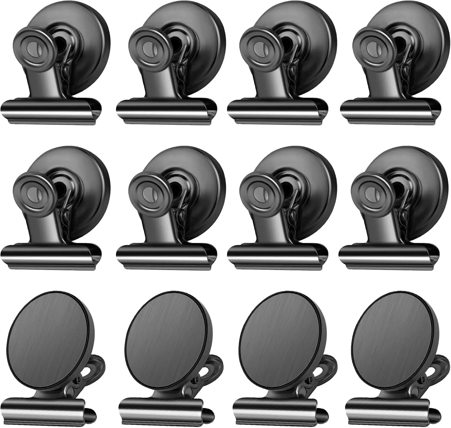 12 Pack Magnetic Clips Heavy Duty, Black Magnet Clips for Fridge | Refrigerator Magnets, Strong Magnetic Clip, Scratch Free Magnets with Clip for Whiteboard, Refrigerator, Cruise, Locker