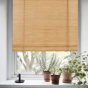 Bamboo Roll-Up Roman Shades Light Filtering Window Treatment Natural Indoor/Outdoor Bamboo Blinds for Windows 24 x 72ft