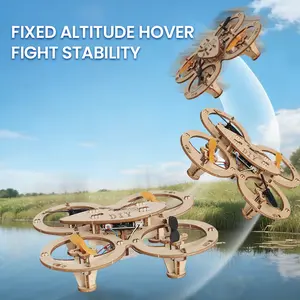 Beginner-Friendly RC Training Toy Bundle - 1PC Factory-Tested Mini Quadcopter with Stunt Flip Function, Remote-Ready RC Aircraft, DIY Wooden Building Set with Wooden Blocks, Included Batteries, Kids' Toys Durable