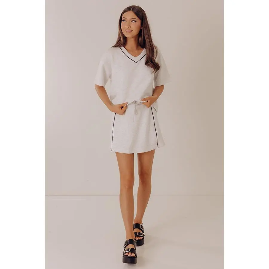 Simply Charming High Waist Scuba Skort in Light Grey