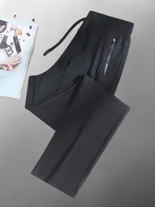 Women's Solid Color Zipper Pocket Sports Pants, Casual Comfy Breathable Quick Drying Straight Leg Trousers for Outdoor Hiking, Ladies Sportswear for All Seasons