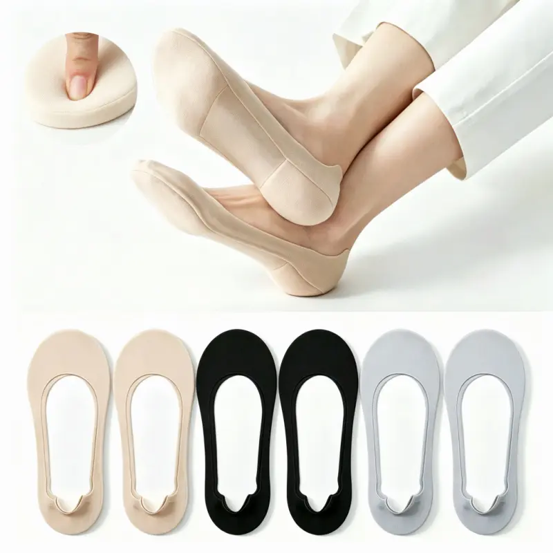 Women's Minimalist 3-6 Pack Invisible Ankle Socks - Cotton Ice Silk Fabric, Comfortable, Breathable, Sponge Sole, Non Slip, Perfect for Flats Sneakers, Spring Summer Casual Use, Non Slip Socks, Socks For Women