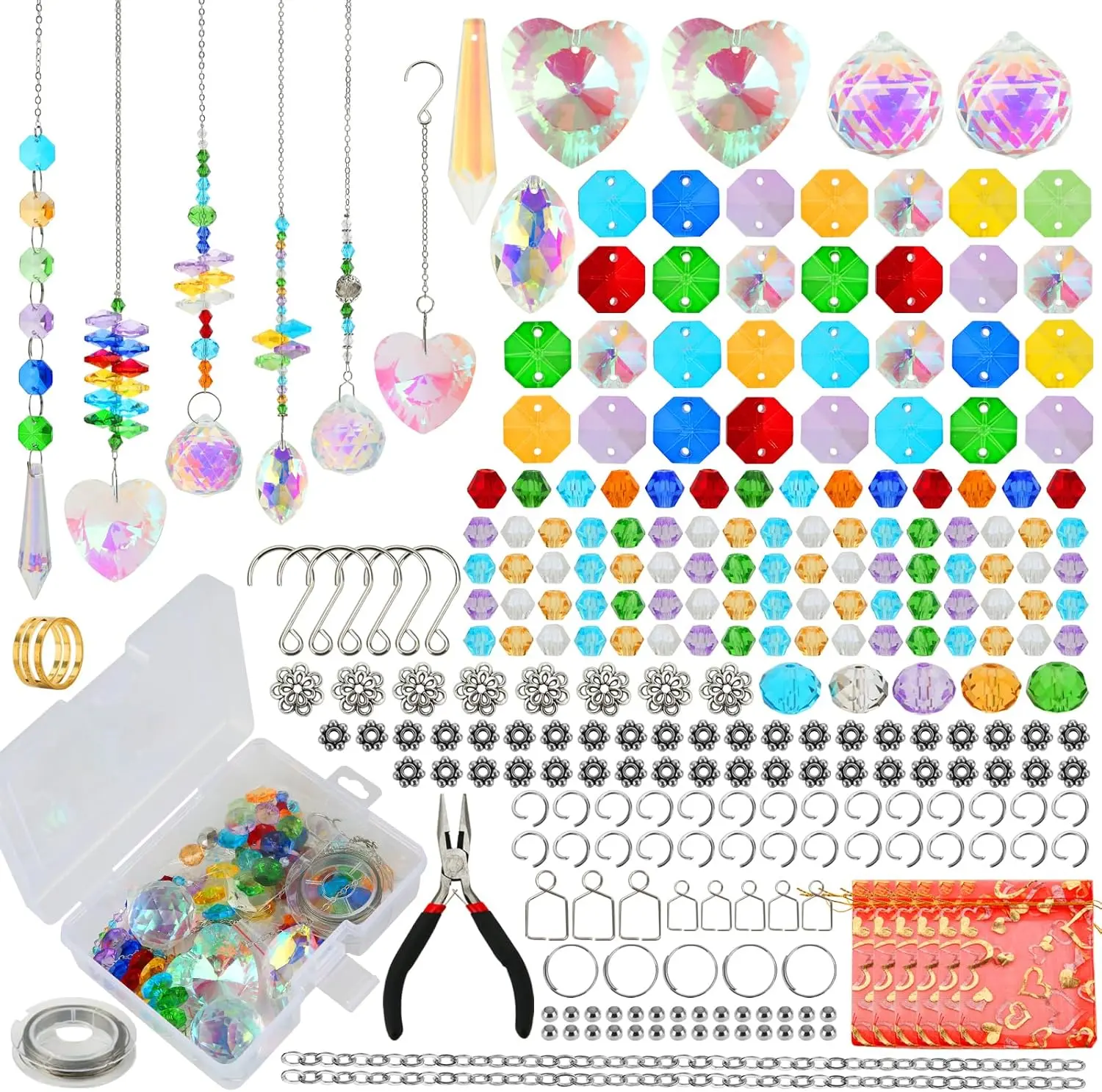 460 count DIY Suncatcher Making Kits for Adults  Sun Catcher Arts and Crafts Supplies Set with Colorful  Beads Rainbow Maker Prism for Windows  Indoor Outdoor Garden Decor