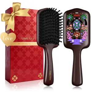 SIMETRA Premium Wooden Air-Cushion Hairbrush — Unique Tortoiseshell Pattern, Luxurious Scalp Massage Brush, Detangler for Wet Hair; Creates Smooth, Lustrous Hair — The Ideal Self-Care Gift