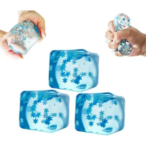 3D Snowflake Ice Cube Slow Rising Squishy Toy, Soft Maltose Texture Squeeze Stress Ball, Cute Kneadable Fidget Toy for Anxiety Relief, Relaxing Toy for Boys, Girls and Daily Entertainment